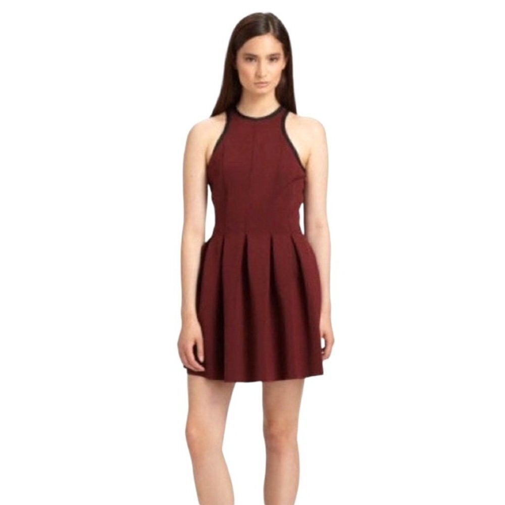 T Alexander Wang Brown Crew Neck Racerback Neoprene Mini Skater Dress Size S‎ - Picture 2 of 11